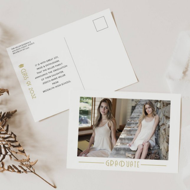 Moderner Collage Graduate Grad Foto Abschluss Ann Ankündigungspostkarte (Von Creator hochgeladen)