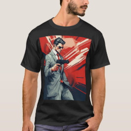 Moderner Comic Man mit Gun Men's Basic T - Shirt