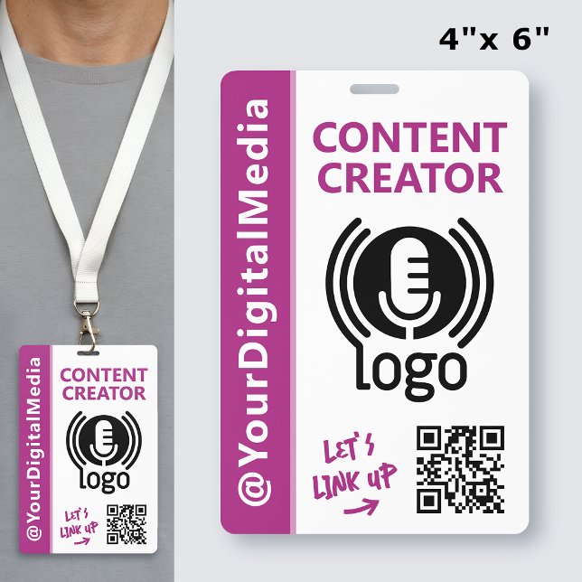 Moderner Content Creator Networking ID Pink Pass Ausweis (Von Creator hochgeladen)