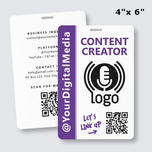 Moderner Content Creator Networking ID Purple Pass Ausweis (Von Creator hochgeladen)