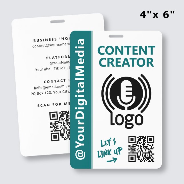 Moderner Content-Creator-Netzwerk-ID-Teal-Pass Ausweis (Von Creator hochgeladen)