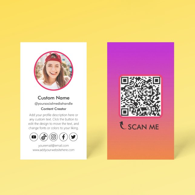 Moderner Content Creator Social Media-Einfluss Visitenkarte (Modern Content Creator Social Media Influencer Business Card
)
