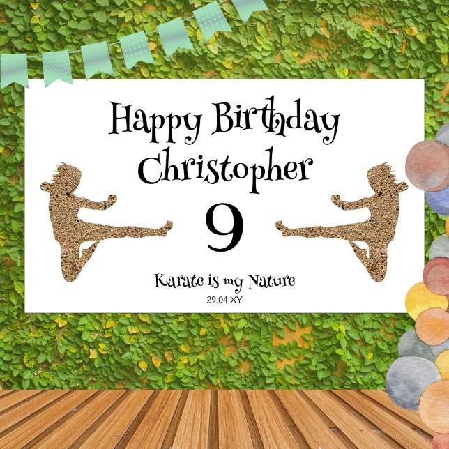 Moderner Cooler Martial Arts Karate Kindergeburtst Banner (Von Creator hochgeladen)