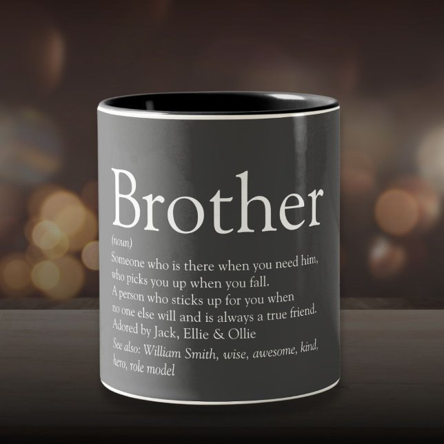 Moderner Cooler Spaß am Besten Bruder je Definitio Zweifarbige Tasse (Modern Gray Cool Fun Best Brother Ever Definition Two-Tone Coffee Mug)
