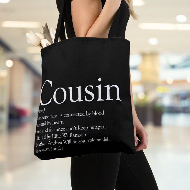 Moderner Cousin für Schwarz und Weiß ( Modern Black and White Fun Cousin Definition Tote Bag)