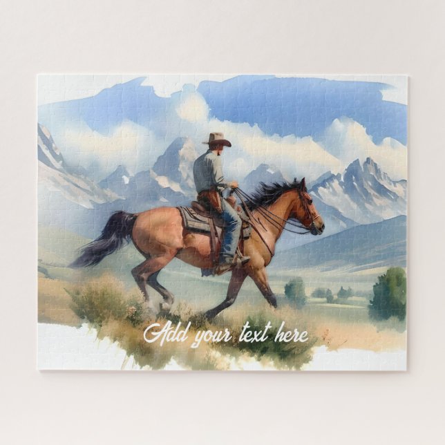Moderner Cowboy reiten bei BayHorse Puzzle (Horizontal)