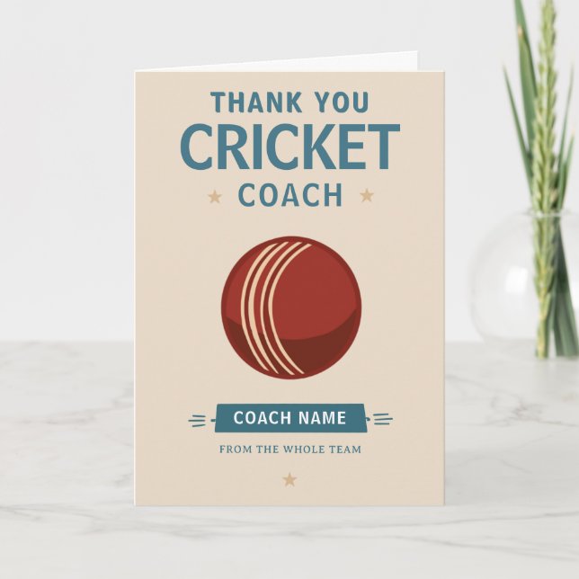 Moderner Cricket-Team-Spieler-Trainer Dankeskarte (Vorderseite)