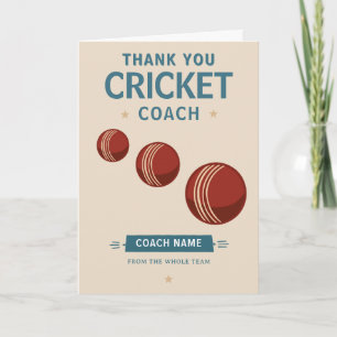 Moderner Cricket-Team-Spieler-Trainer Dankeskarte