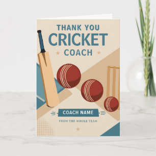 Moderner Cricket-Team-Trainer Dankeskarte