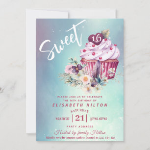 Moderner Cupcake mädchenhafte Wasserfarbe boho flo Einladung
