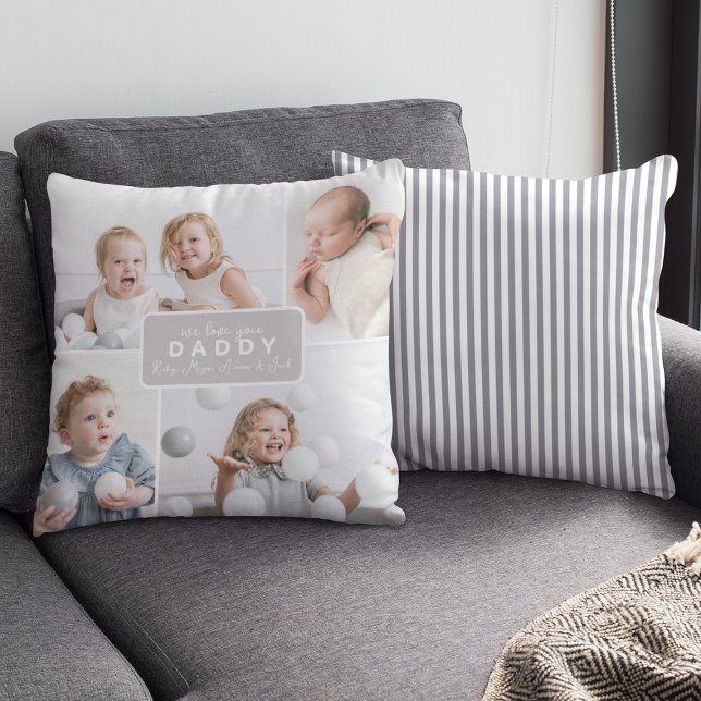 Moderner Daddy 4 Foto Grau Kissen (Von Creator hochgeladen)