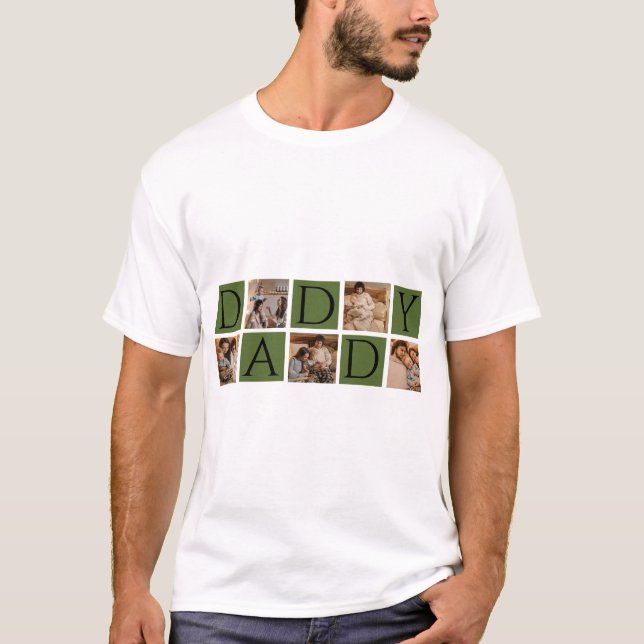 Moderner Daddy Foto Collage T - Shirt - Custom 5 F (Vorderseite)