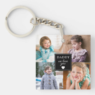 Moderner Daddy wir lieben dich 4 Fotocollage Schlüsselanhänger