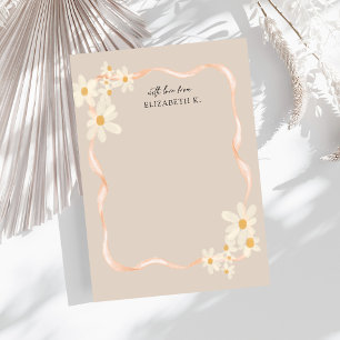 Moderner Daisy Floral Brown Name Mitteilungskarte
