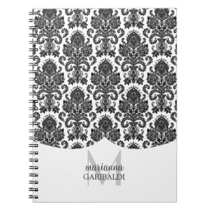 Moderner Damast-Schwarzweiss-personalisiertes Notizblock
