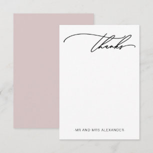 Moderner Dank Elegant Blush Dankeskarte