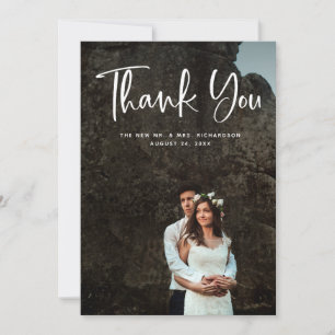 Moderner Dank Weiße Schrift und Hochzeitsskripte Dankeskarte