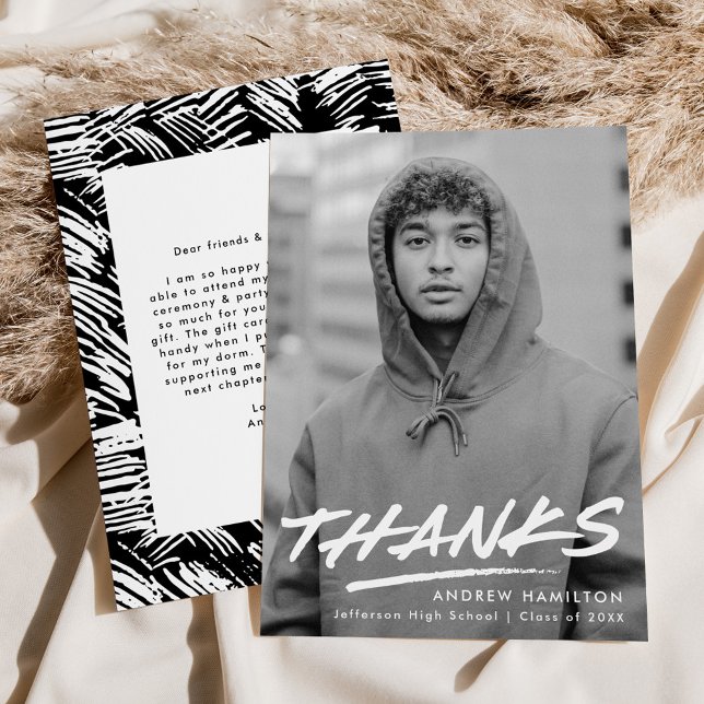 Moderner Dashed Foto Abschluss Dankeskarte (Von Creator hochgeladen)