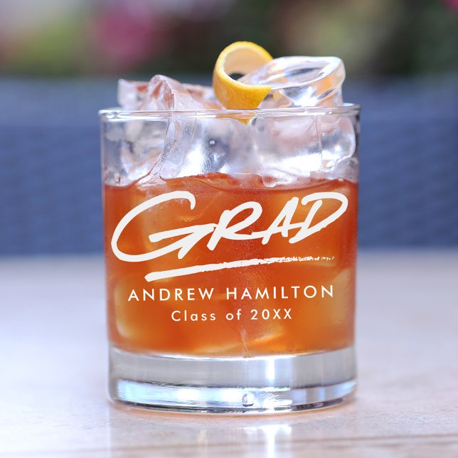 Moderner Dashed Grad White Typografy Abschluss Whiskyglas (Von Creator hochgeladen)