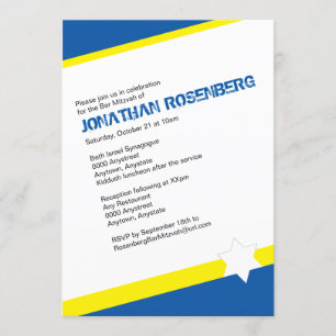 Moderner Davidsstern Bar Mitzvah Einladungs-Blau Einladung