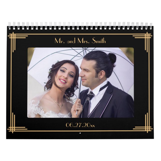 Moderner Deco-Hochzeitsfoto-Kalender Kalender (Titelbild)