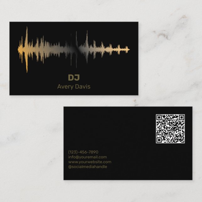 Moderner Deejay DJ-Musik-Beat-Professional-QR-Code Visitenkarte (Vorne/Hinten)