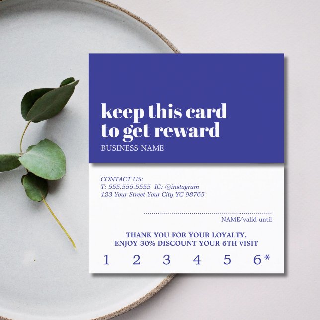 Moderner Deep Blue White Beauty Bold Salon Treuekarte (Von Creator hochgeladen)