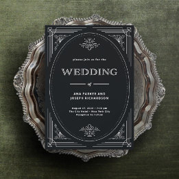 Moderner Deko | Elegant Onyx Black and White Weddi Einladung