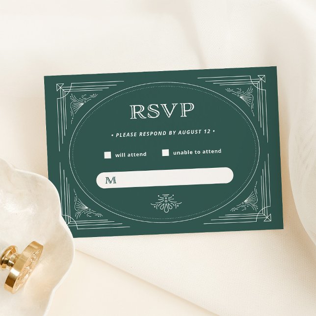 Moderner Deko | Elegante Grüne Hochzeit RSVP Karte (An elegant, festive green rsvp card for your Christmas holiday wedding)