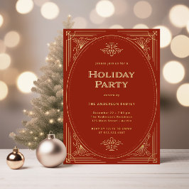 Moderner Deko | Elegante Red Holiday Party Gold Folieneinladung