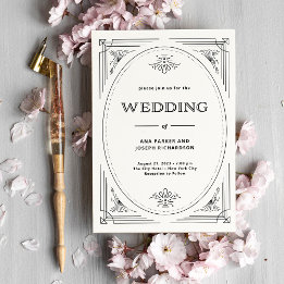 Moderner Deko | Elegante Schwarz-Weiß-Hochzeit Einladung