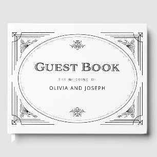 Moderner Deko Elegante Schwarz-Weiß-Hochzeit Gästebuch