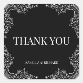 Moderner Deko| Elegante Schwarz-Weiß-Hochzeit Quadratischer Aufkleber