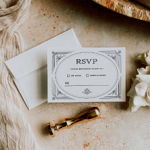Moderner Deko Elegante Schwarz-Weiß-Hochzeit RSVP Karte