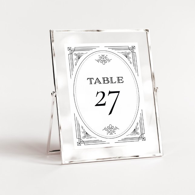 Moderner Deko | Elegante Schwarz-Weiß-Hochzeit Tischnummer (An elegant, art deco style wedding table number in black and white)