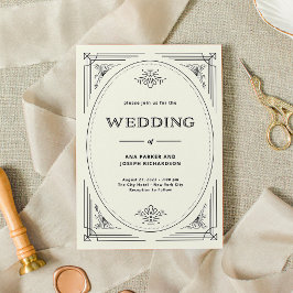 Moderner Deko | Elegante Schwarze und Elfenbeinhoc Einladung