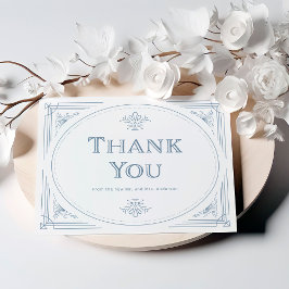 Moderner Deko | Elegante White and Dusty Blue Wedd Dankeskarte