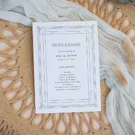 Moderner Deko | Elegante White and Dusty Blue Wedd Programm