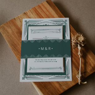 Moderner Deko Elegantes festes Grün mit Monogram Einladungsbanderole