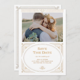 Moderner Deko | Elegantes Imitat Gold und Weißes F Save The Date