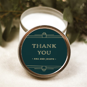 Moderner Deko   Emerald Green und Champagne Weddin Runder Aufkleber