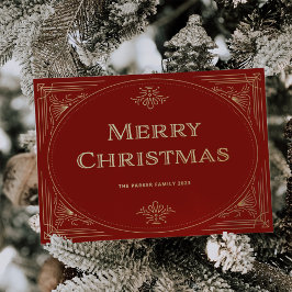 Moderner Deko | Feierliche Weihnachten in Rot und  Folien Feiertagskarte