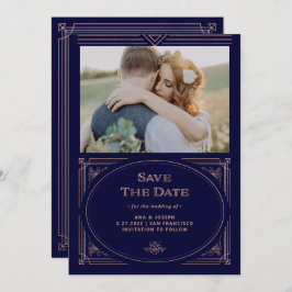 Moderner Deko | Imitate Rose Gold und Navy Blue Fo Save The Date
