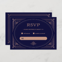 Moderner Deko | Imitate Rose Gold und Navy Blue We RSVP Karte
