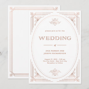 Moderner Deko   Imitate Rose Gold und White Weddin Einladung