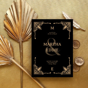 Moderner Deko   Schwarz-Gold-Foto-Back-Wedding Save The Date
