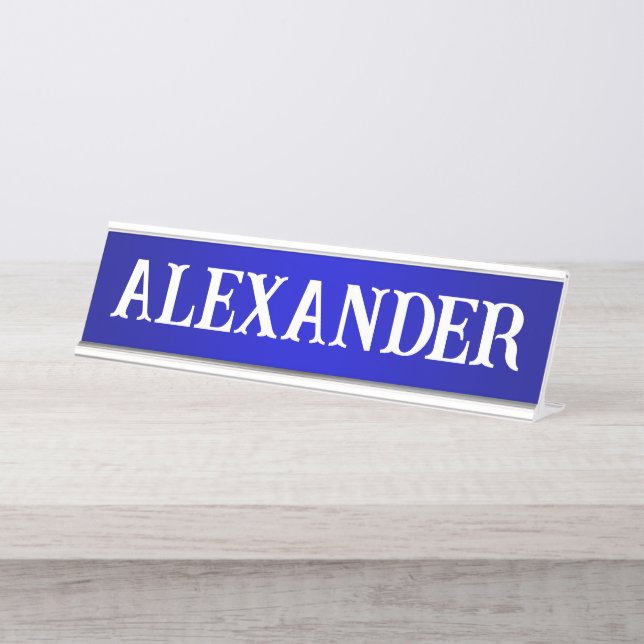 Moderner Dekorationsname Blaue Farbe Schreibtischnamensplakette (Vorderseite )