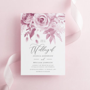 Moderner Designer Dusty Pink Rose Wedding Einladung