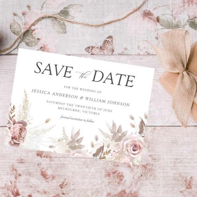 Moderner Designer Dusty Rose Blush Wedding Save The Date (Von Creator hochgeladen)
