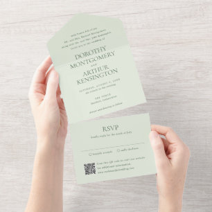 Moderner deutscher QR-Code Elegante Hochzeit All In One Einladung